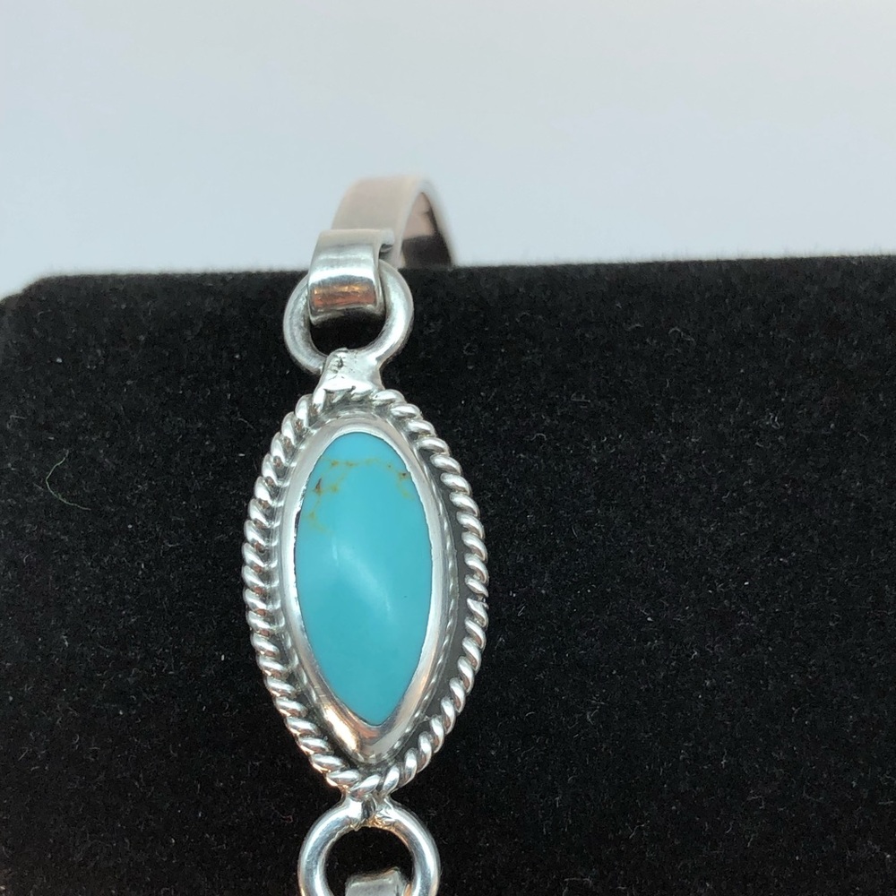 Sterling Silver and Sleeping Beauty turquoise bracelet.